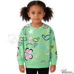 product_image_name-Catpapa-Limited Time No Restock!4-7Years Baby Girl Green Round Neck Long Sleeved Cute Pattern Printed Fashionable Casual Top for Autumn and Winter Indoor and Outdoor City Walking Clothing-4