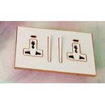  Dual Switched Universal Wall Socket with Slim Vertical Rockers & Gold Trim Frame