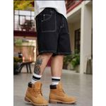 Fashion Contrast Stitch Lansly Denim Short -Dark Black - image 2