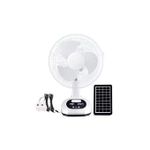  12" Inches Rechargeable Table Fan With Solar Panel and 2bubs