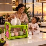 Wonder home  2-tier plastic kitchen dish drying rack and plate drainer