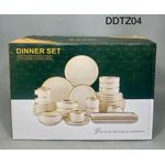 32Pcs Luxury Gold-rimmed Dinner Set - Plain White Design - Ceramic Plates Set