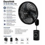 Duravolt 18inch AC/DC Wall Fan Powerful, Energy Saving & inverter friendly
