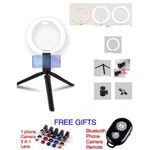 product_image_name-Generic-Solid 6 inches selfie ring light with mini tripod stand, kits and 2 Free Gifts-1