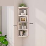 Generic 5-Tier Corner Wall Mounted Shelf, White Floating Corner Storage Rack-White - image 2