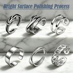 Fashion 6 PCS Men's Ring Set Adjustable Opening Type Silver Simplicity - image 2