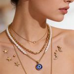 product_image_name-GALUIN-Women's Layered Evil Eye Necklace Set - Gold-plated pearl fashion jewelry, suitable for parties and everyday wear.-1