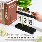 Generic Desktop Calendar,  Reusable Wooden Desk Calendar Standing Flip - image 4