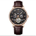 POEDAGAR Luxury Automatic Brown leather Business men's wristwatch