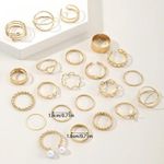 product_image_name-Fashion-22pcs Retro Versatile Smooth Imitation Pearl Multi-Layered Women's Metal Stacking Ring Set, Suitable for Daily Wear and Festive Gifting, Trendy Jewelry for Year-Round Styling-2
