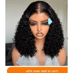 Latest super soft budget pixie curl wig with 4 by 4 closure natural color 14 inches 