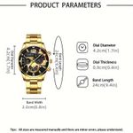 product_image_name-Fashion-A Set Of 4 Pieces Including A Men's Business Casual Calendar Watch, A Golden Cross Necklace, A Bracelet, And A Ring. Stainless Steel Quartz Watch Is The Best Gift For Men.-5