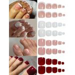 product_image_name-Fashion-96-Piece Stick-On Toe Nail Set – Wine, White, Nude & French Tip-1