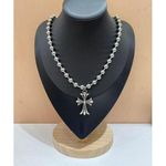 Silver Cuban Link Choker With Cross Pendant