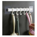 Generic Adjustable Self-Adhesive Kitchen & Bathroom Organizer wall Mounted 6 Hooks Storage Rack – White - image 2