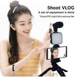 product_image_name-Generic-AY-49 Video Making Kit, Vlogging Kit with Bluetooth Remote, Microphone, Mini Tripod Stand, LED Light & Phone Holder Clip for Making Videos.-6