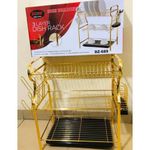 Gold-colored, 3-layer dish rack, model DZ-689