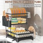 Generic Double Layer Rust free Dish Rack- Space-saving Countertop 2 Tier Plate Rack - image 3