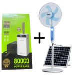 16 inch solar rechargeable solar fan plus (free 80,000mah powerbank gift) 