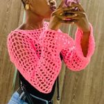 product_image_name-Fashion-Pink Crochet Shrug-2