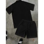 Fashion Alex Alec Button Down Shirt with Short-Black - image 3
