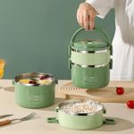 Generic 1700ml 2-Layer Thermal Lunch Box - Stainless Steel
