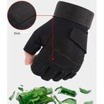 Generic Half Finger Tactical Gym gloves Eva Pad Protection black - image 2