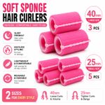 Generic 8PCS Soft Sponge Heatless Hair Curlers Set - Pink (3PCS Large + 5PCS Small)