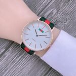GALUIN Green and red woven nylon strap watch