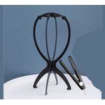 product_image_name-Generic-1 piece Foldable Plastic Wig Display Stand With Mini Hair Straightener Combo -1
