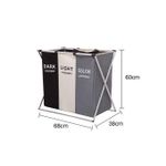 Generic Laundry Hamper Foldable Basket 1/2/3 Section Portable D Grey - image 3