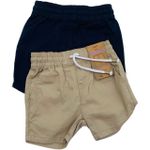 F And F Boys Plain Colored Khaki Shorts - 2 Pack