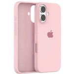 iPhone 16 Silicone Phone Case & Pouch With Camera Protection - Scratch Resistance, Shockproof Protective Case - ( Pink )