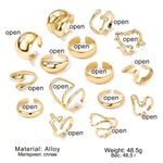 product_image_name-Fashion-15pcs/Set Geometric Alloy Rings, Asymmetrical Hollow Decor, Women Simple Casual Or Rings-4