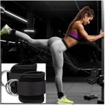 Generic Ankle Twin D-Ring Strap Gym Cable Attachment Leg Pulley Protect Sport BLUE - 2PCS - image 2