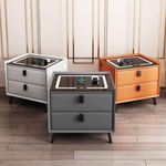 Generic Smart Bedside Table With Drawers, Wireless charging, Bluetooth speaker, LED lights