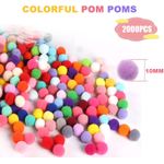 Generic Craft Pom Poms, 2000 Pcs Multicolor Fuzzy Pompom Balls Felt Balls - image 2