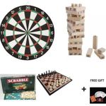 4 In 1 Board Games (Dart, Scrabble,Chess And JengaR)