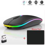 Generic LED Wireless Mouse USB Rechargeable Bluetooth-compatible RGB Mouse Silent Ergonomic Mouse With Backlight For Laptop PC ipad