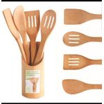 Generic 4-Piece Bamboo Kitchen Utensil Set with Holder - image 3