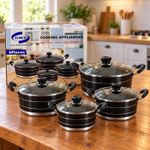 Generic 4-Piece Non-Stick Cookware Pot Set with Glass Lids