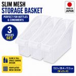 Generic 3-Piece Slim Mesh Storage Basket for Bottles, Condiments & Kitchen Organization