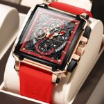 POEDAGAR Poedaga 840 Skeleton Dial Silicone Strap Luxury Men's Watch
