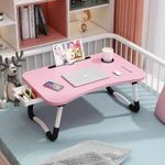 Generic Foldable work & laptop table with storage drawer pink - image 4