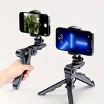 product_image_name-YAYYAY-This Mobile Phone Tripod Mount Features a 360-Degree Rotation And Anti-Shake Design, Offering a Sturdy And Portable Holder with an Adjustable Clamp. It Is a Universal Tripod Stand Ideal for Live Streaming And Photography with Smartphones.-1