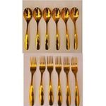 12ps Set Of Gold Table 6 Spoons And 6 Fork