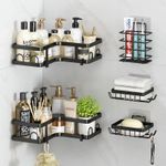 5pcs Wall-Mounted Bathroom Storage Shelf & Organizer Set