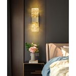 Generic Modern Brushed Brass & Water Ripple Crystal Glass Wall Sconce