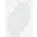 George 3 Pack Strappy Baby Bodysuits