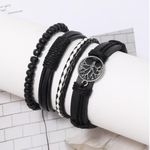 Fashion Men’s Black Leather Beaded Bracelet - image 3